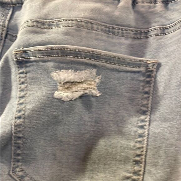 Blue Skinny Distressed Jeans with Elastic Cuffs - Picture 9 of 13